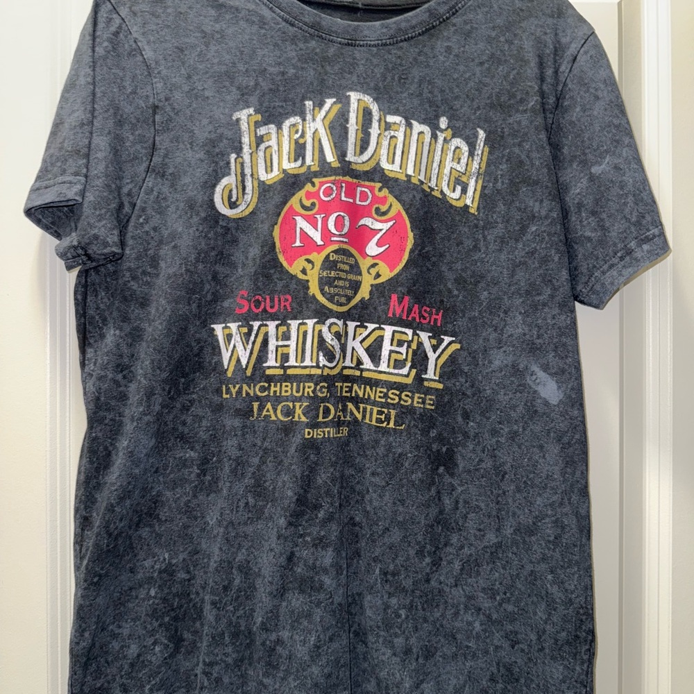 Jack Daniels Ladies Vintage Mineral Wash Black Short Sleeve Tee Size M